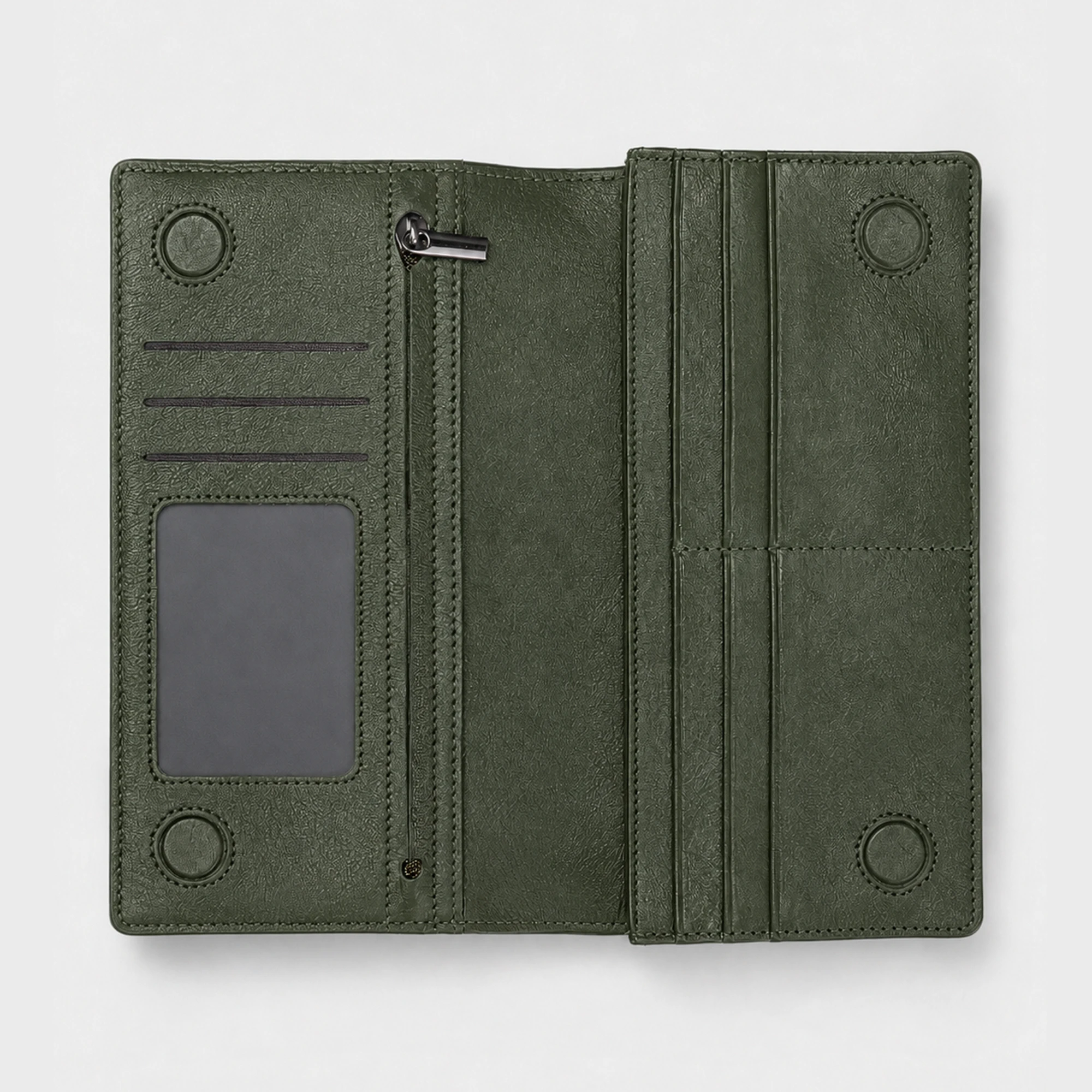 Vantra Z Long Dual Chamber Leather Wallet Olive - DWVZ701O